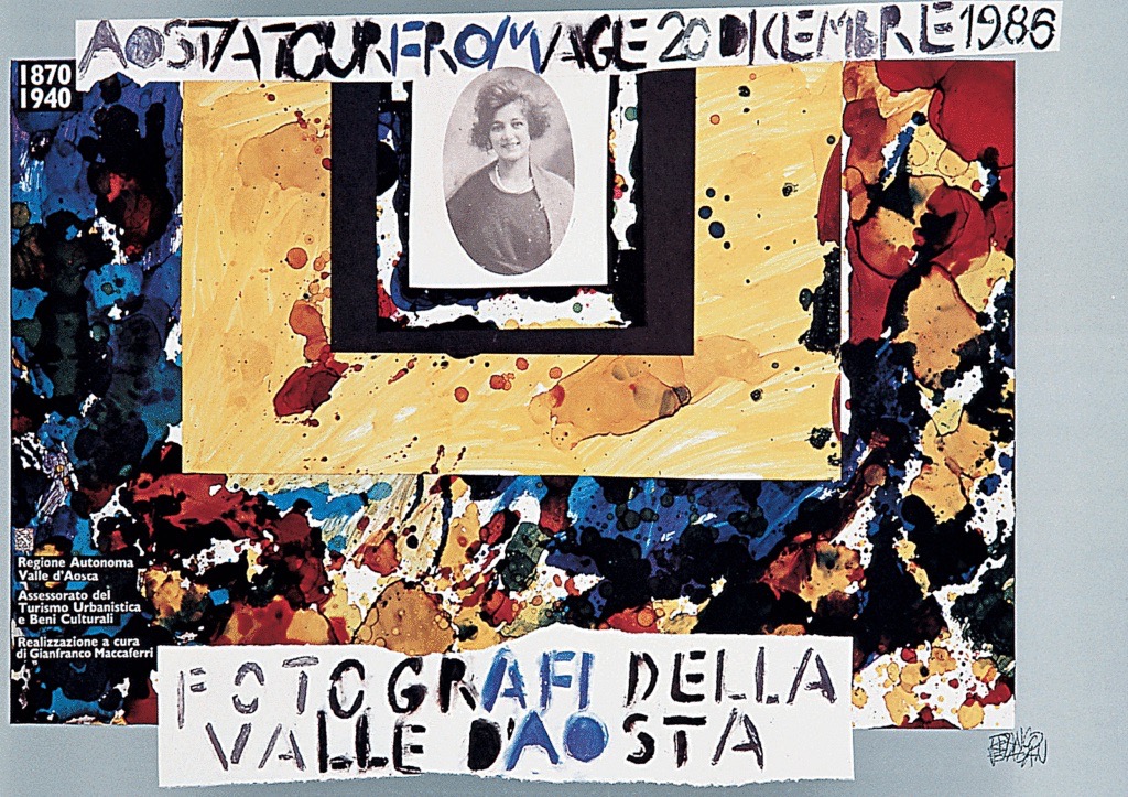 Riproduzione fotografica del manifesto realizzato da Balan nel 1986 in occasione della mostra Fotografi della Valle d'Aosta